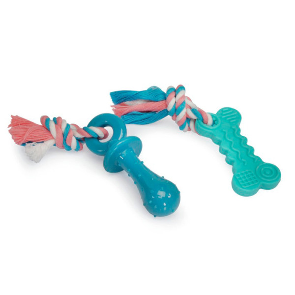 Іграшка для собак CAMON набір пустушка та кісточка з ТПЕ на шнурці, 10 см