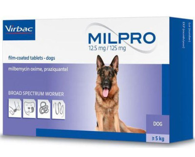 Мілпро Virbac Мilpro таблетки від глистів для собак вагою від 5 до 25 кг, 4 таблетки