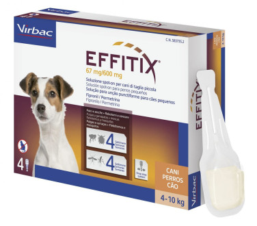 Еффітікс 4-10 кг Effitix Virbac краплі для собак від бліх, кліщів, комарів, мух, волосоїдів, 1 піпетка