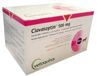 Клавасептин 500 мг Clavaseptin Vetoquinol антибактеріальний препарат для собак великих порід, 10 таблеток