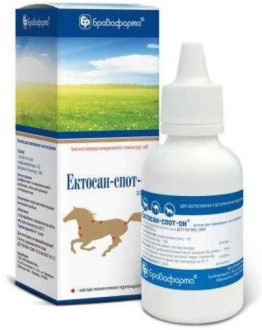Ектосан-спот-он профілактика та лікування коней, верблюдів, собак при ураженні ектопаразитами, 33 мл