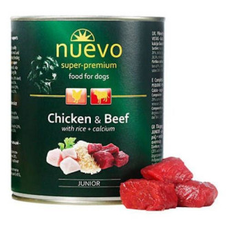 Нуево 800 гр Nuevo Junior Chicken & Beef вологий корм з куркою, яловичиною, рисом для цуценят (95014)