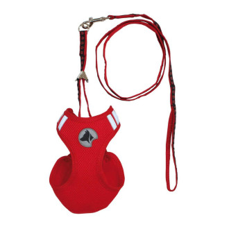 Набір CROCI HIKING PARURE, регульована шлея + поводок, червоний, нейлон, L 26-30cm / 41-47cm
