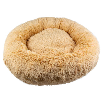 Лежак Пончик Пухнастики 60 * 60 см для котів і собак, колір бежевий (ММ-35)