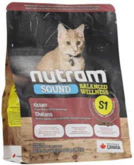 Нутрам Nutram S1 Sound Balanced Wellness Kitten сухий корм холістик з куркою і лососем для кошенят, 340 гр (S1_(340g)