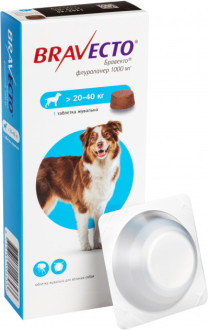 Бравекто 20 - 40 кг Bravecto таблетки від бліх і кліщів для собак, 1 таблетка