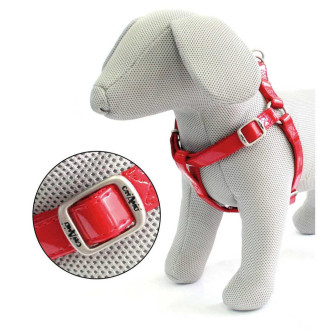 Шлея CROCI GLOSSY , (глянцева  штучна шкіра лак +нейлон), червона 36-60x1,5см