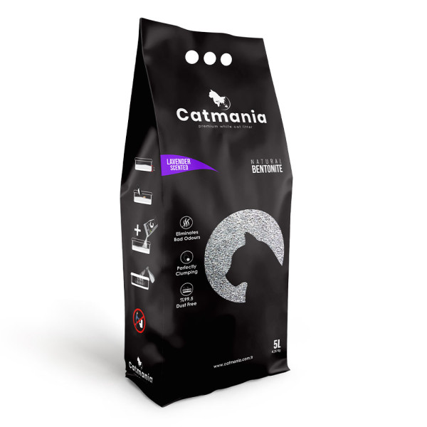 Катманія Лаванда Catmania бентонітовий грудкуючий наповнювач для котячих туалетів, фіолетові гранули, 5 л