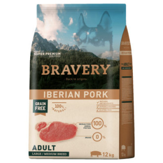 Бравері Bravery Iberian Pork Large/Medium сухий корм з іберійською свининою для середніх і великих собак, 12 кг (2260)