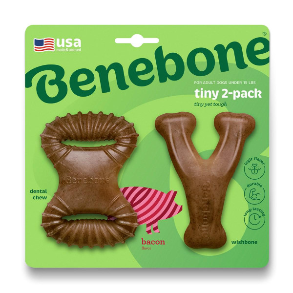 Набір із двох жувальних іграшок Benebone Tiny 2-Pack Bacon зі смаком бекону для дрібних собак до 7 кг (645400)