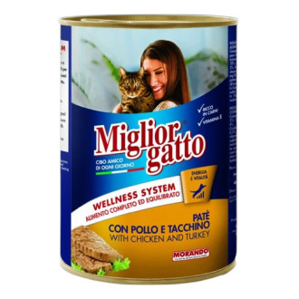 Морандо Morando Migliorgatto Wellness System Pate Chicken & Turkey паштет з куркою та індичкою для котів, 6 консервів по 400 гр