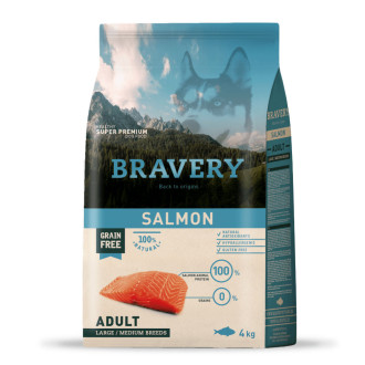 Бравері Bravery Salmon Adult Medium & Large Dog сухий корм із лососем для собак середніх і великих порід, 4 кг (6657 BR SALM ADUL L_ 4KG)