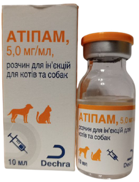 Атіпам 5 мг/мл Dechra Atipam для усунення седативної і аналгетичної дії у собак і кішок, 10 мл