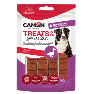 Ласощі для собак CAMON м'ясні батончики з качки у порційних шматочках, 100 гр, 12x2x1 см