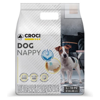 Підгузки Croci Dog Nappy L для собак вагою 6 - 10 кг, обхват талії 34 - 48 см, 10 підгузків (C6020382)