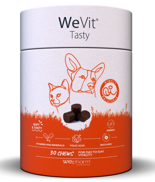 WeVit Tasty Wepharm комплекс вітамінів, мінералів та амінокислот для щоденного забезпечення організму собак та котів, 30 пастилок
