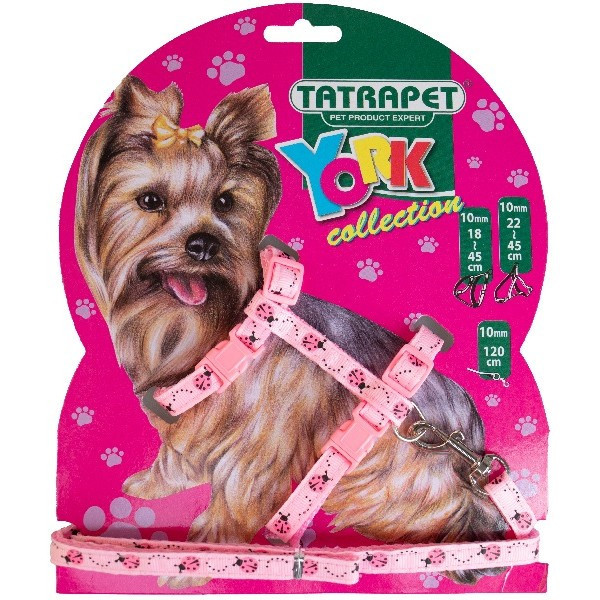 Набір шлея +повідець,нейлон York ,1х18-45/120см (рожевий)