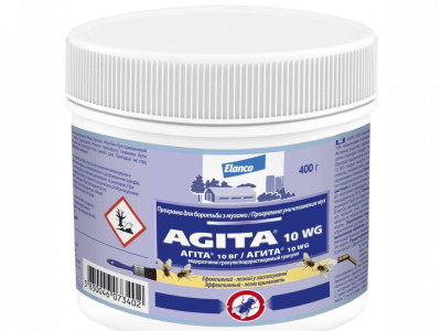 Агіта 10 ВГ Agita 10 WG інсектицидний засіб проти мух,тарганів,бліх у тваринницьких приміщеннях, 400 гр