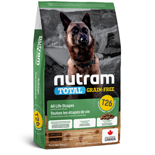 Нутрам T26 Nutram Total GF Holistic Lamb &amp; Lentils сухий беззерновий корм з ягням для собак і цуценят, 20 кг (T26_(20kg)