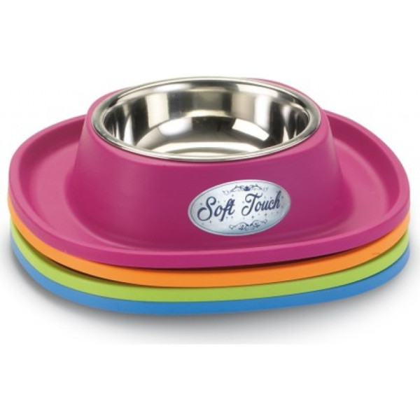 Georplast Soft Touch миска металева 600 мл, з м'яким килимком 28*28*5 см для собак, колір в асортименті (20053)
