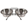 Миска подвійна TETRAPET з нержавіючої сталі на підставці, 2 x 0,35л, 12см