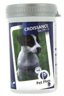 Pet Phos Croissance Ca/P=2 Growth Dog вітамінна добавка для цуценят, вагітних та годуючих сук, 100 таблеток