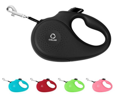 Рулетка-поводок Collar L чорна, для собак вагою до 50 кг, стрічка 5 м, прошита світловідбивною ниткою (81261)