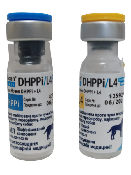 Біокан Новел DHPPI+L4 Biocan Novel DHPPI+L4 вакцина для собак (чума,аденовірус,парвовірус,парагрип), 1 доза