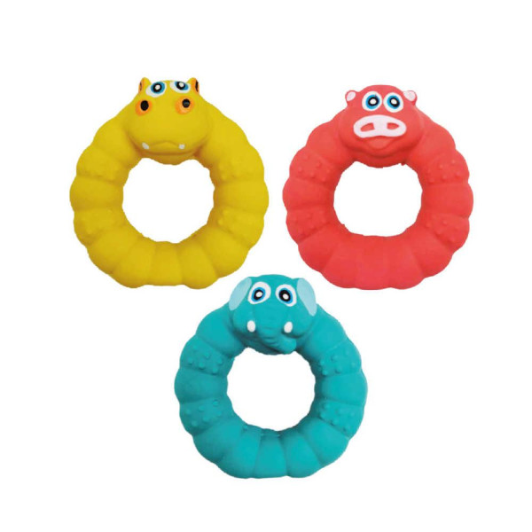 Іграшка для собак CROCI Animals, звірятка кільце латекс, пищалка, в асортім., 9 см
