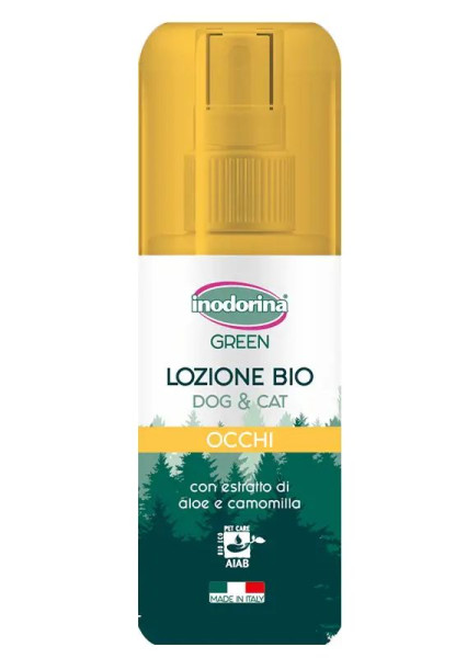 Лосьйон Inodorina Lozione Bio Green Occhi з екстрактом алое та ромашки для очищення очей у кішок та собак, 100 мл (2800010002)