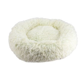 Лежак Пончик Пухнастики 55*55 см для котів і маленьких собак, колір молочний (ММ-27)