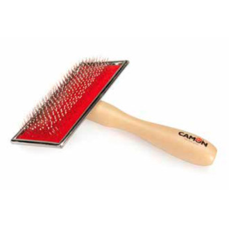 Пуходерка CAMON зі штифтами з нержавіючої сталі з пластиковим покриттям, з дерев'яною ручкою, 12x6 см, LG