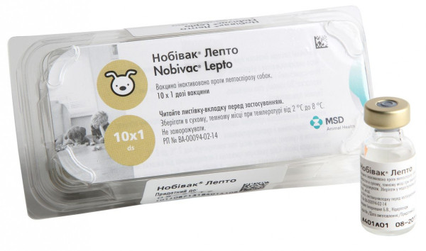 Нобівак Лепто Nobivac Lepto інактивована вакцина проти лептоспірозу собак, 1 доза