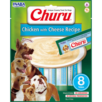 Ласощі для собак Inaba Churu Chicken with Cheese Recipe вершковий мус, курка з сиром, 8 стіків по 20 гр (EUD604)