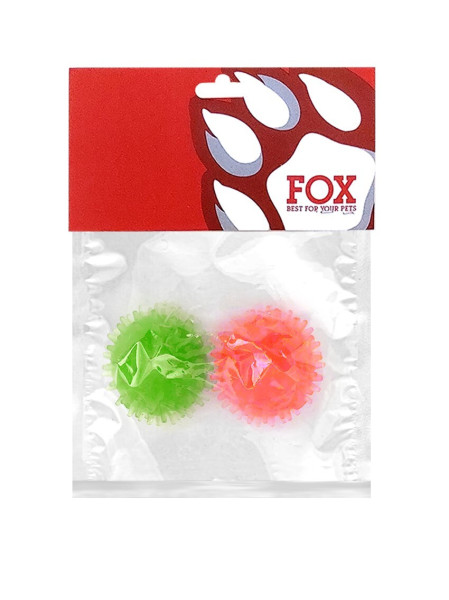 Набір іграшок для собак ТМ &quot;FOX&quot; &quot;М'ячі з шипами&quot; оранжевий+зелений, 4 см (з запахом ванілі)