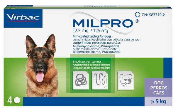 Мілпро Virbac Мilpro таблетки від глистів для собак вагою від 5 до 25 кг, 4 таблетки (1627)