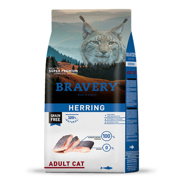 Бравері Bravery Herring Adult Cat сухий корм з оселедцем для дорослих котів усіх порід, 2 кг (0678)