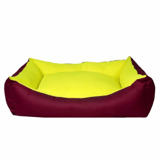 Диван Мілорд Milord Dondurma прямокутний з бортиками для котів і собак, розмір L 78*60*22 см, колір бордо/лимон (VR05//2315)