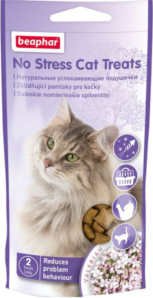 Подушечки Beaphar No Stress Cat Treats для зняття стресу і занепокоєння у котів, 35 гр (13219)