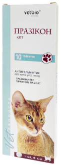 Празікон Кет антигельмінтний препарат для котів, 10 таблеток, 1 таблетка на 4 кг