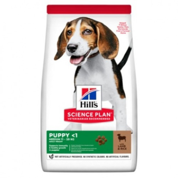 Хілс Hill's SP Puppy Medium Breed Lamb сухий корм з ягнятком для цуценят вагою 11-25 кг до 1 року, 14 кг (604353)