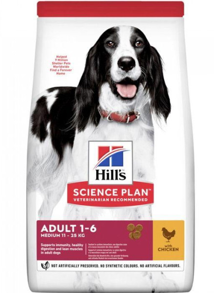 Хілс Hill's SP Canine Adult Medium Breed Chicken сухий корм з куркою для собак вагою 11-25 кг від 1 до 6 років, 6 кг
