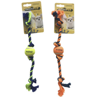 Іграшка для дрібних собак CROCI міні тенісний м'яч на канаті, помаранчевий, 16 см