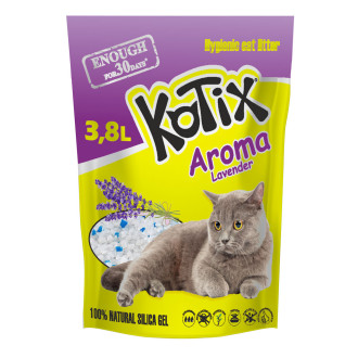 Котікс Лаванда Kotix Aroma Lavender силікагелевий наповнювач для котячого туалету, об'єм 3,8 л (Kotix 3,8 ЛАВАНДА)