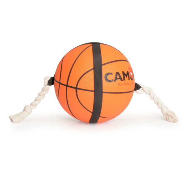 Іграшка для собак CAMON м'яч гумовий для баскетболу з мотузяними ручками, 22 см