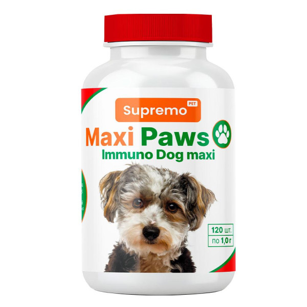 Вітаміни MAXI PAWS імуновіт  для собак, 120 табл.*1 гр