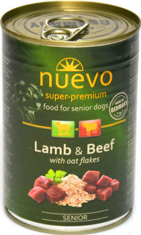 Нуево 400 гр Nuevo Dog Senior Lamb & Beef вологий корм з ягням, яловичиною для літніх собак, упаковка 6 банок (95016)