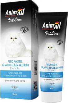 Фітопаста Анімал AnimAll VetLine Beauty Hair & Skin вітаміни для покращення якості вовни у кішок, 100 гр