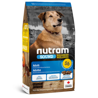 Нутрам S6 Nutram Sound BW Adult Dog сухий корм холістик із куркою та коричневим рисом для дорослих собак, 2 кг (S6_(2kg)