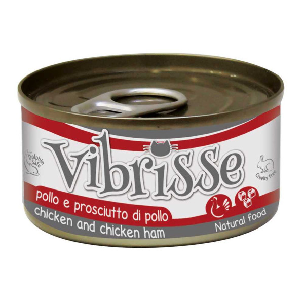 Vibrisse Croci вологий консервований корм з куркою і курячою шинкою для дорослих кішок, 70 гр